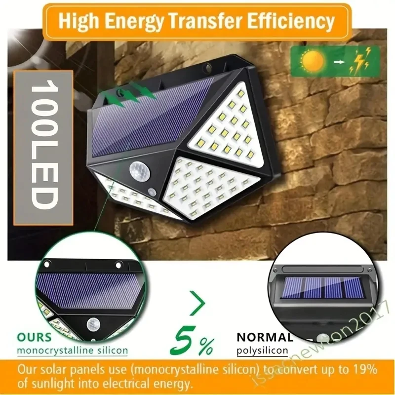 Description Picture 4 of item20/30/100 LED Solar Wall Light Led Light Motion Sensor Waterproof Outdoor Garden Solar Lamp Decoration Spotlights
