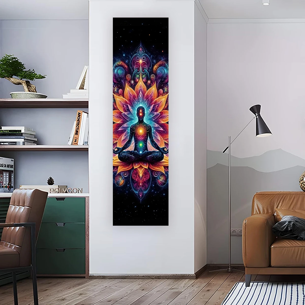 Vibrant Chakra Meditation Tapestry with Spiritual Energy