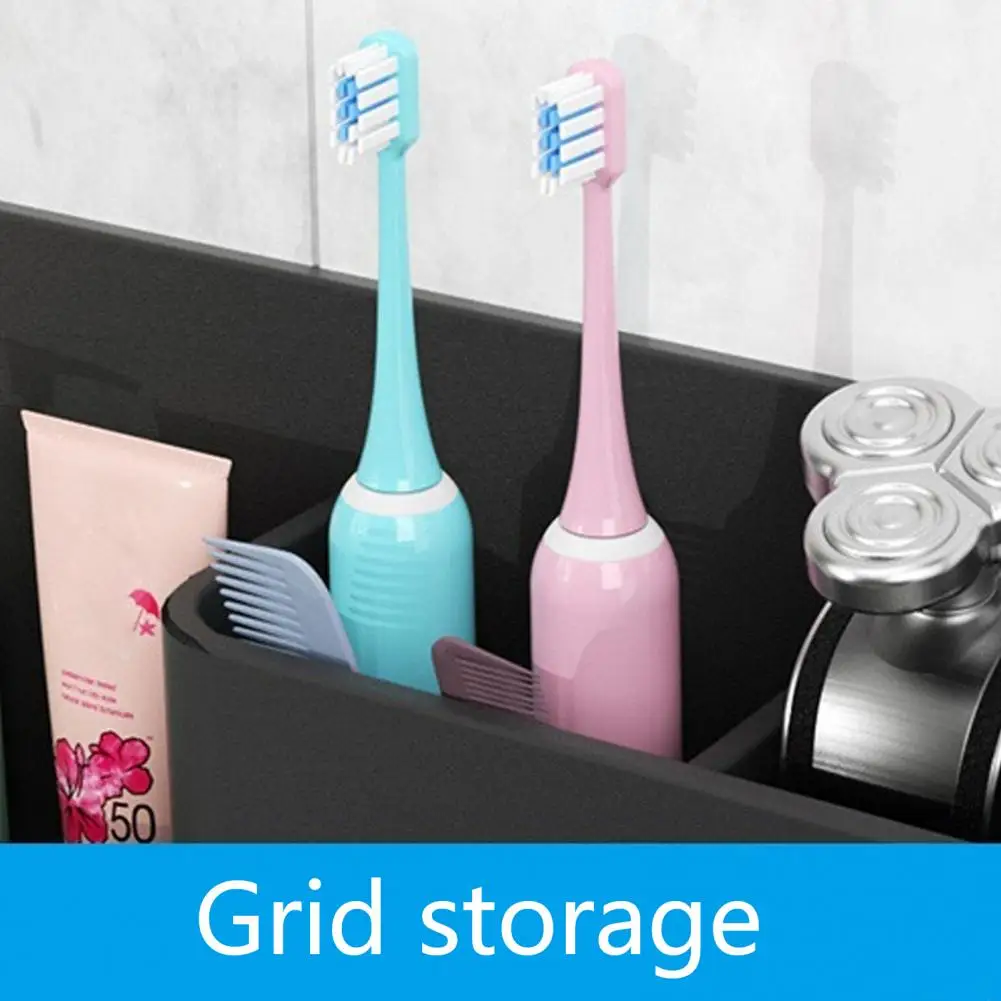 26*13cm Hair Dryer Holder Strong Bearing Capacity 3 Compartments Winding Design Wall Mounted Hair Dryer Stand Bathroom Supply