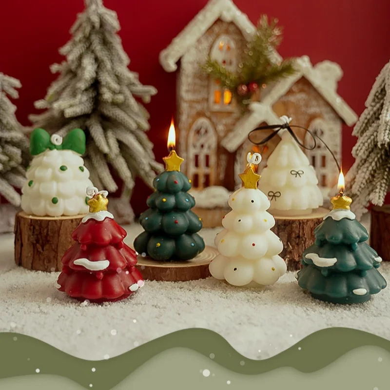 Handmade Christmas Tree Scented Candles with Realistic Santa Claus Design - Festive Ambiance Gift Favors
