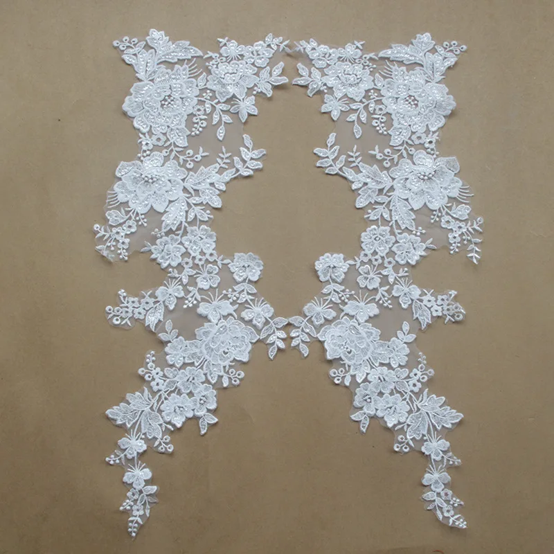 PEPPERLONELY 1 Par De Apliques De Encaje Bordados Para Novia, Para