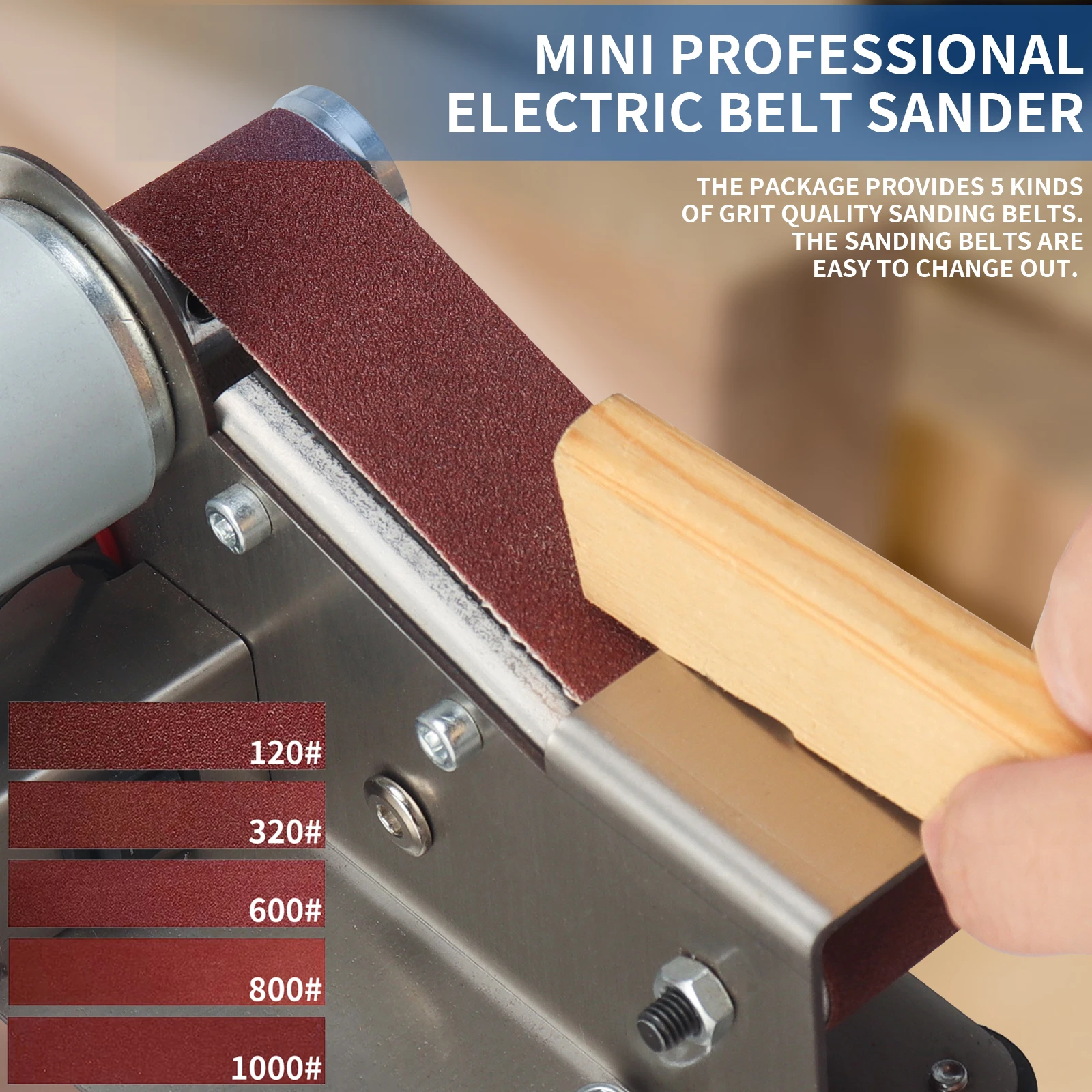 Mini Belt Grinding Machine Tool Sharpening Machine Sanding Grinding Electric Sander Home Diy Polisher Machine 110V/220V 3