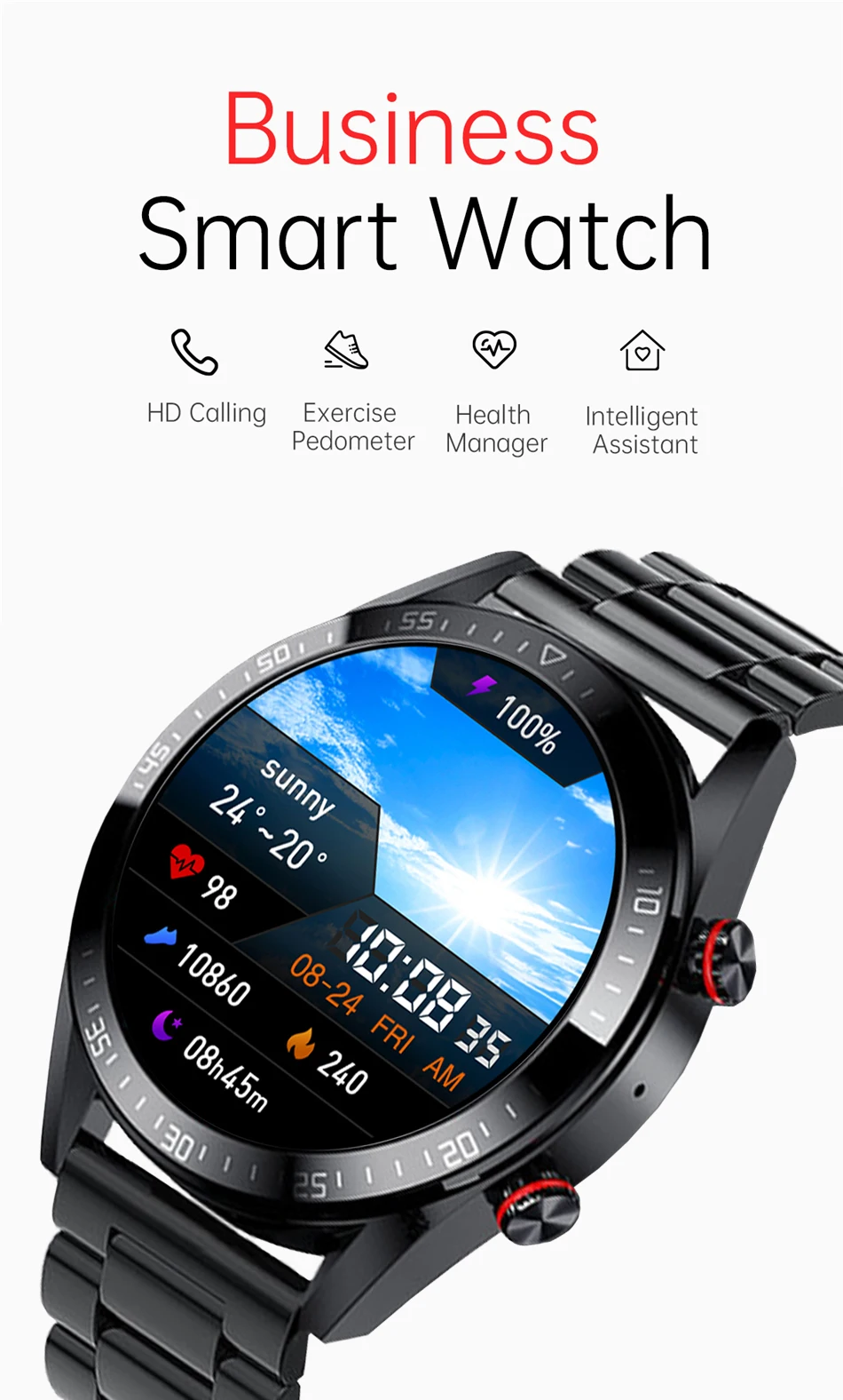2022 New 454*454 Screen Smart Watch Always Display The Time Bluetooth Call Local Music Smartwatch Mens For Android HUAWEI IOS