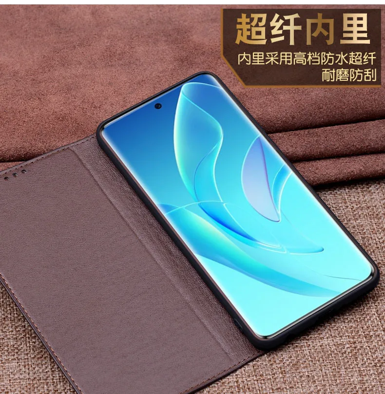 Honor60 Luxury Genuine Leather Magnet Clasp Phone Cover Case For Honor 60 Se Pro  Kickstand Holster Case Protective Full Funda