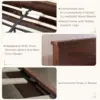 King Farmhouse Wood Bed Frame with Sliding Barn Door Storage Cabinets, Solid Wood Slats Support,  No Box Spring Needed, Brown 5