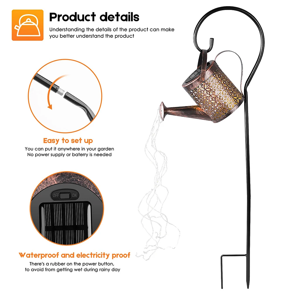 Solar Watering Can Light Hanging Kettle Lantern Light Waterproof Garden Decor Metal Retro Lamp for Outdoor Table Patio Lawn YarD 4 Solar Watering Can Light Hanging Kettle Lantern Light Waterproof Garden Decor Metal Retro Lamp for Outdoor Table Patio Lawn YarD 4