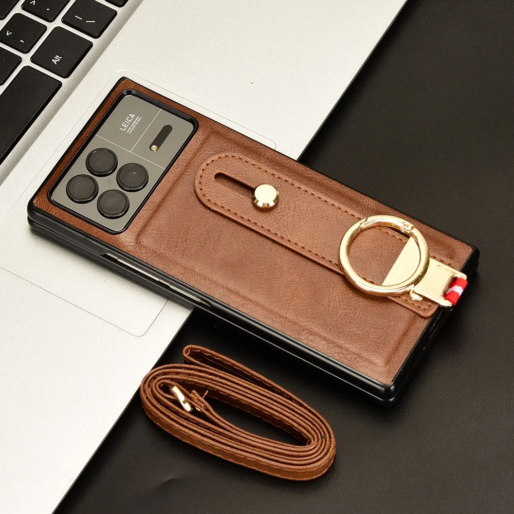 

Crossbody Lanyard Wrist Strap Phone Case For Xiaomi Mix Fold 3 Holder Leather Support Cover