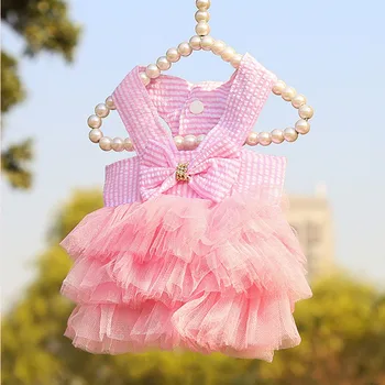Dog Tutu Dresses Puppy Bow Knot Dress Pet Princess Dresses Striped Mesh Puppy Dog Dresses Doggie Thanksgiving Christmas Clothes 2