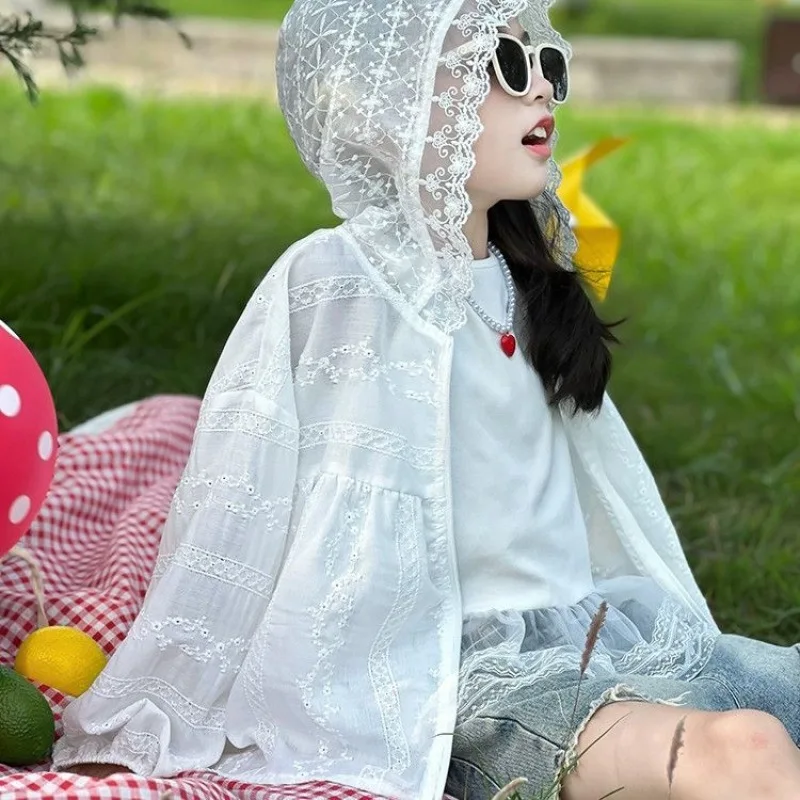 Girls Summer Lightweight Breathable UV Protection Outerwear Children's Clothing Anti-Uv Coat for Middle And Large Children - 2
