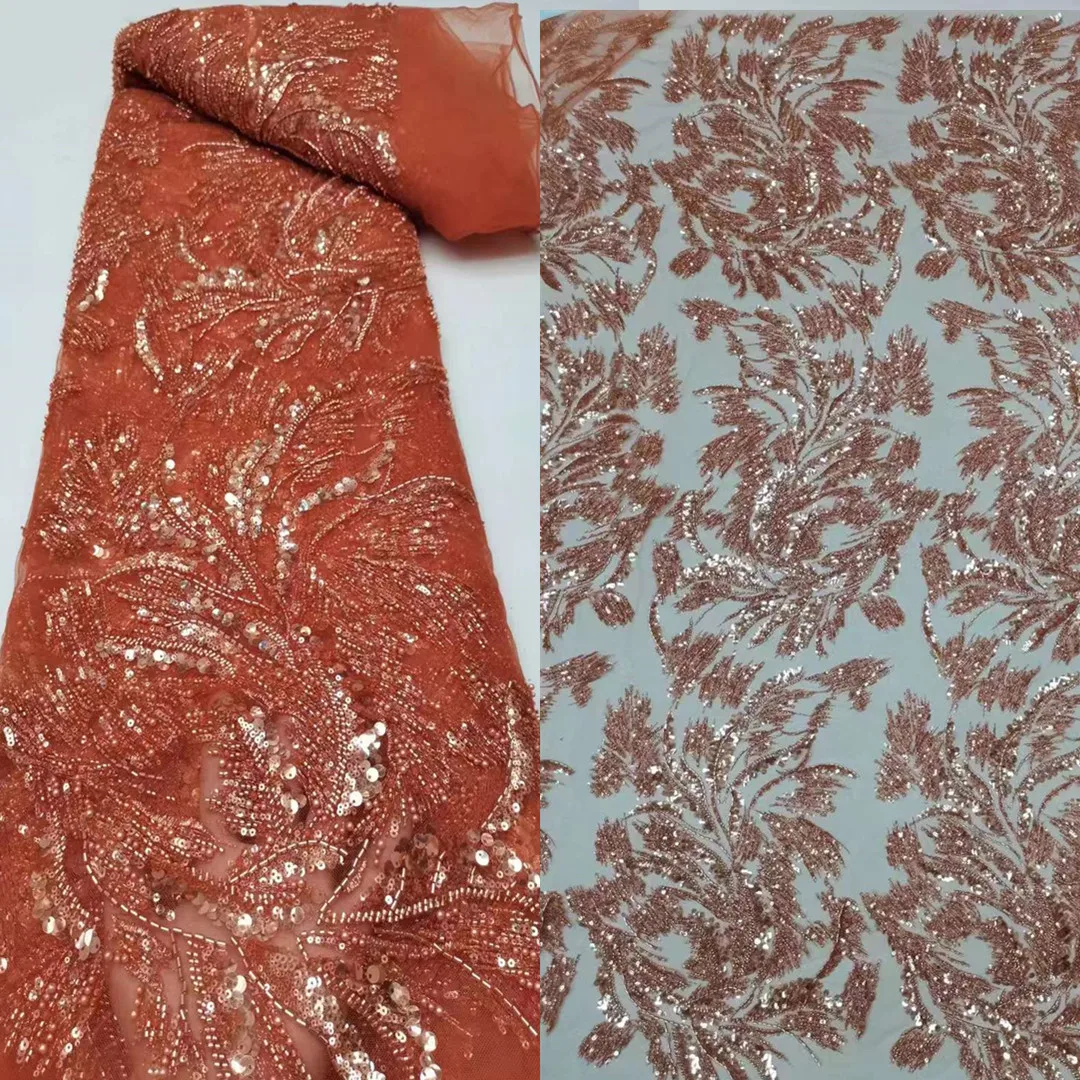 

Pretty Dress Design Sparkle Sequins Beads Embroidered French Tulle Net /African Fabric For Evening Dresses /Weddings /Party