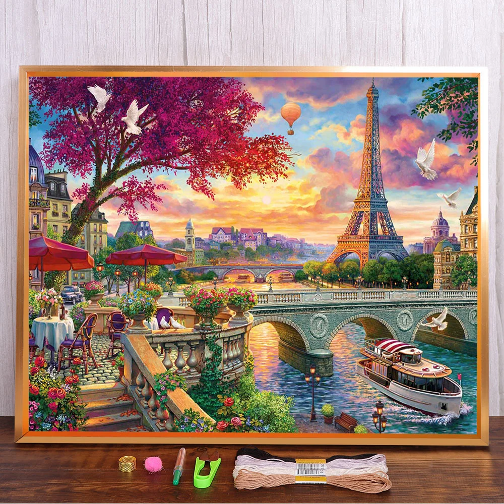 City Paris Landscape Cross Stitch DIY Embroidery Set Cross Stitch Kit