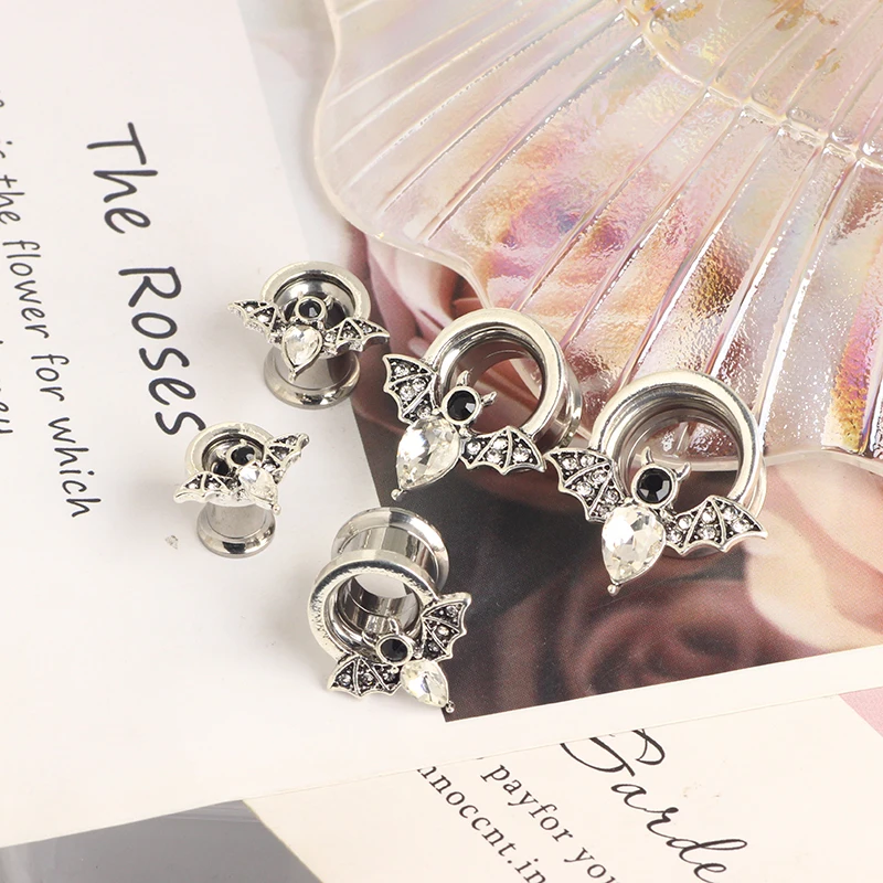Wholesales 6-16mm Ear Gauges Stainless Steel Bat Animal Ear Tunnels Plugs Flesh Piercing Body Jewelry Ear Stretchers internally