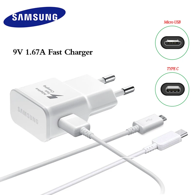 Fast charge 18w Original 9V 1.67A Fast Adaptive Charger Quick Charge Micro USB TYPE-C Cable For Samsung Galaxy Note 4 5 S4 S6 S7 S8 A3 A5 A7 A9 usb c 61w
