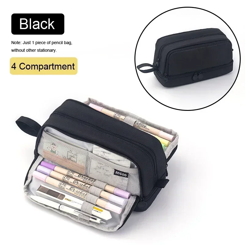 ANGOO Pencil Case 3 Compartment Pouch Pen Bag For School Teen Girl Boy Men  Women - AliExpress