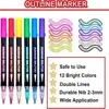 Glitter Doodle Outline Pens Quick-Drying DIY Arts Crafts Shimmer Markers Hand Drawn Graffiti Pigment Pen Art Painting Supplies 5