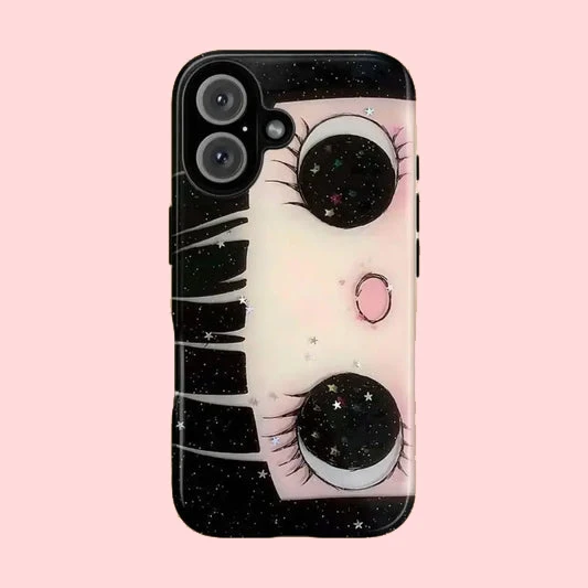 Luxury Double-Layer BIG EYES COMIC GIRL Phone Case
