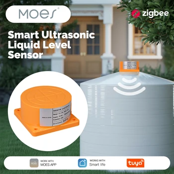 MOES Tuya Smart WiFi/Zigbee Sensore di livello del liquido ad ultrasuoni Monitor del serbatoio dell'acqua Notifica allarme APP Telecomando con in tempo reale