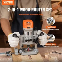 VEVOR Wood Router 1.25HP 800W Compact Wood Trimmer Combo Tool 30000RPM 6 Variable Speeds for DIY Woodworking Slotting Trimming 2