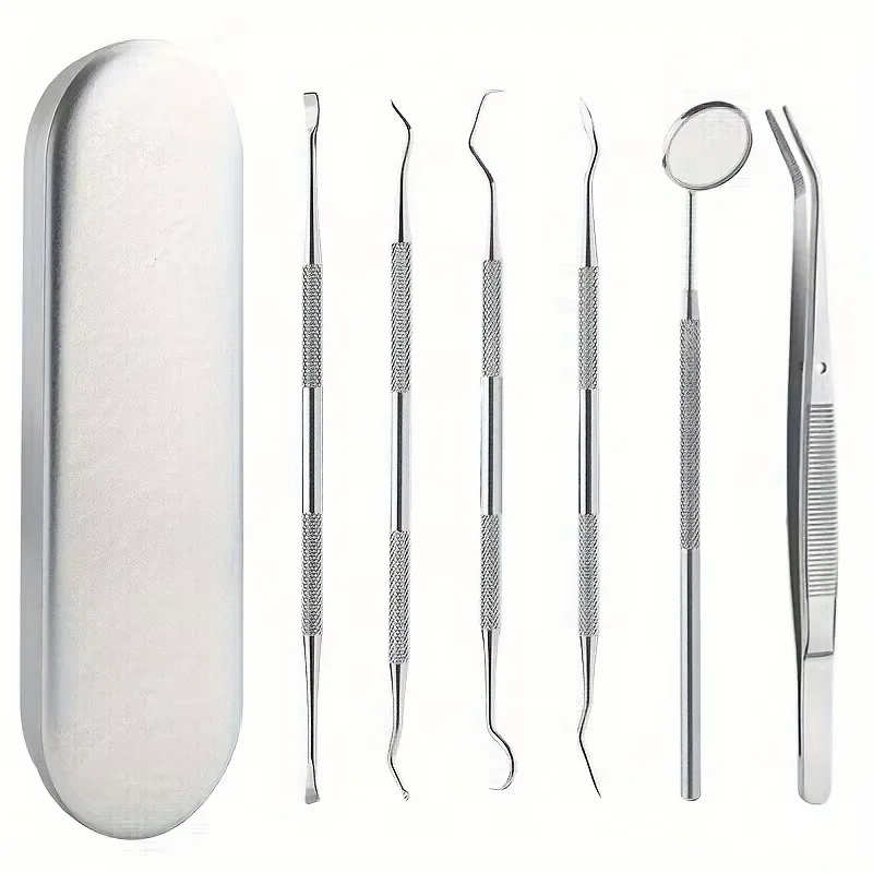 Dental Tool Set Dental Mirrors Oral Scope Tweezers 3pcs Stainless Steel Teeth Cleaning Tool Oral Dental Cleaning Kit Dentist 7
