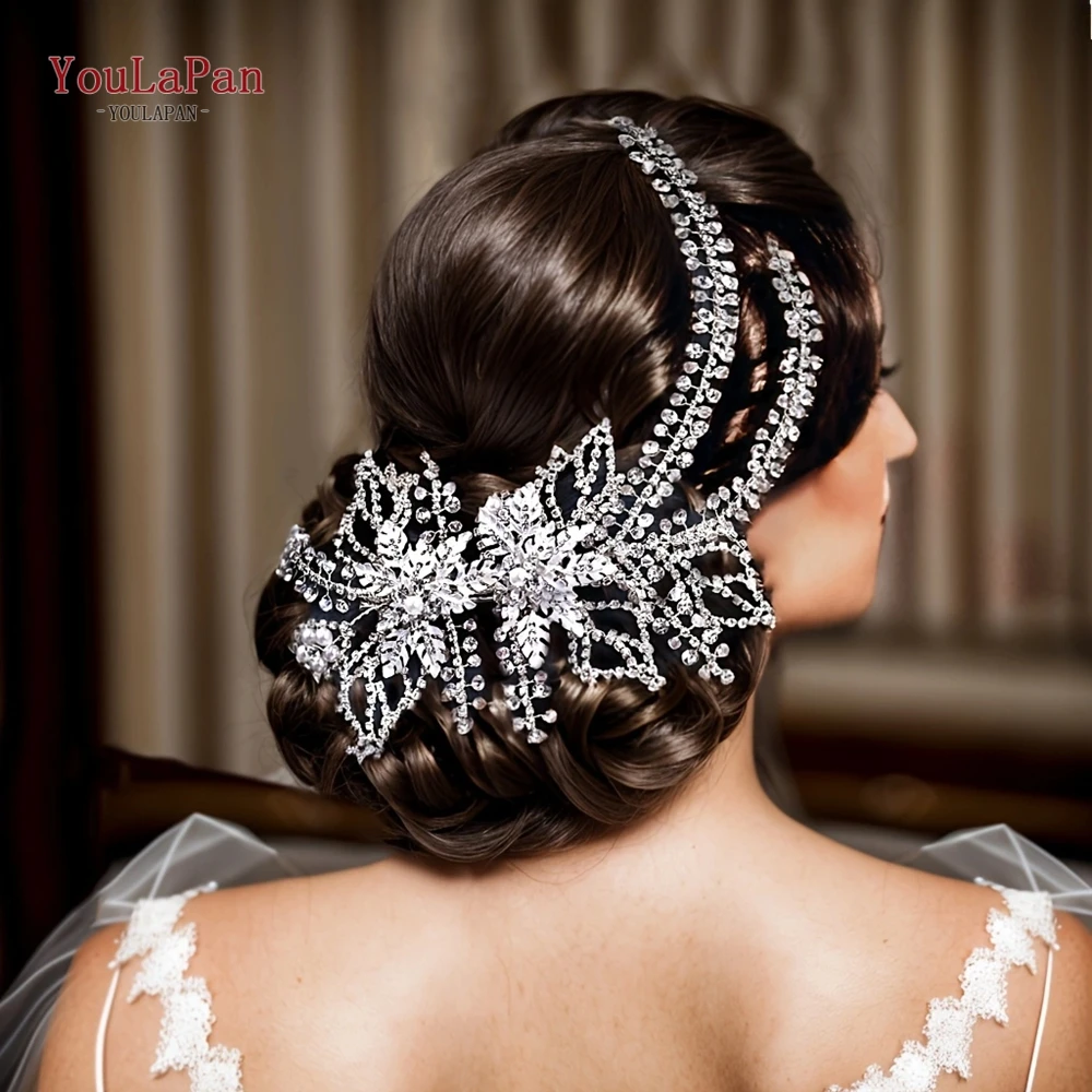 TOPQUEEN Bridal Side Clip Wedding Tiara Bridal Hairpins Handmade Rhinestone Women Headwear Alloy Flower Bride Headdress HP254 hair accessories bridal hair accessories