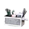 Glass Mirrored Organiser Crushed Diamond Makeup Brush Holder Organizer Remote Control Holder Container Accessories Desktop Decor 2