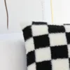 Black Faux Fur Wool Throw Pillow Cover Checked Cushion Cover for Sofa Couch Living Room Polyester Lumbar Pillow Home Decoration 5