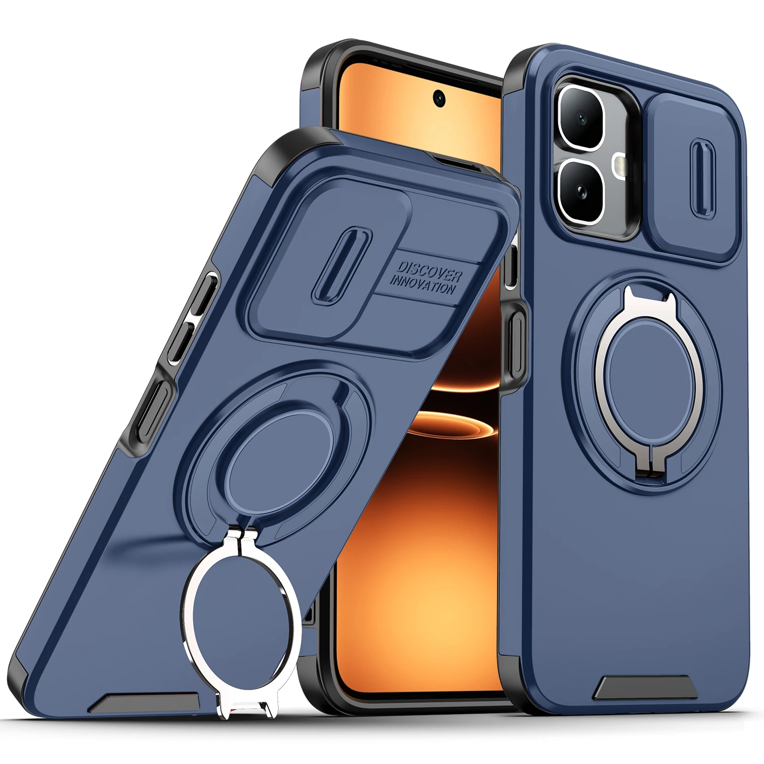 Armor Case with Slide Lens Protect & Magnetic Ring Holder