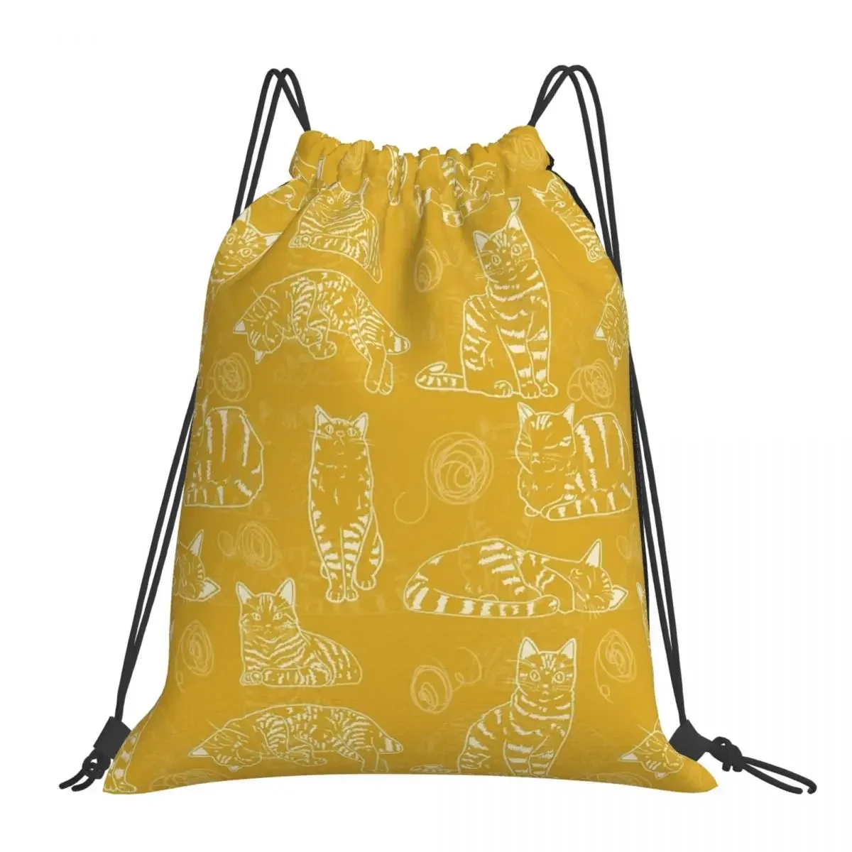 

Рюкзак с рисунком кошки (желтый), портативные сумки на шнурке, спортивная сумка с карманом на шнурке для мужчин и женщин
