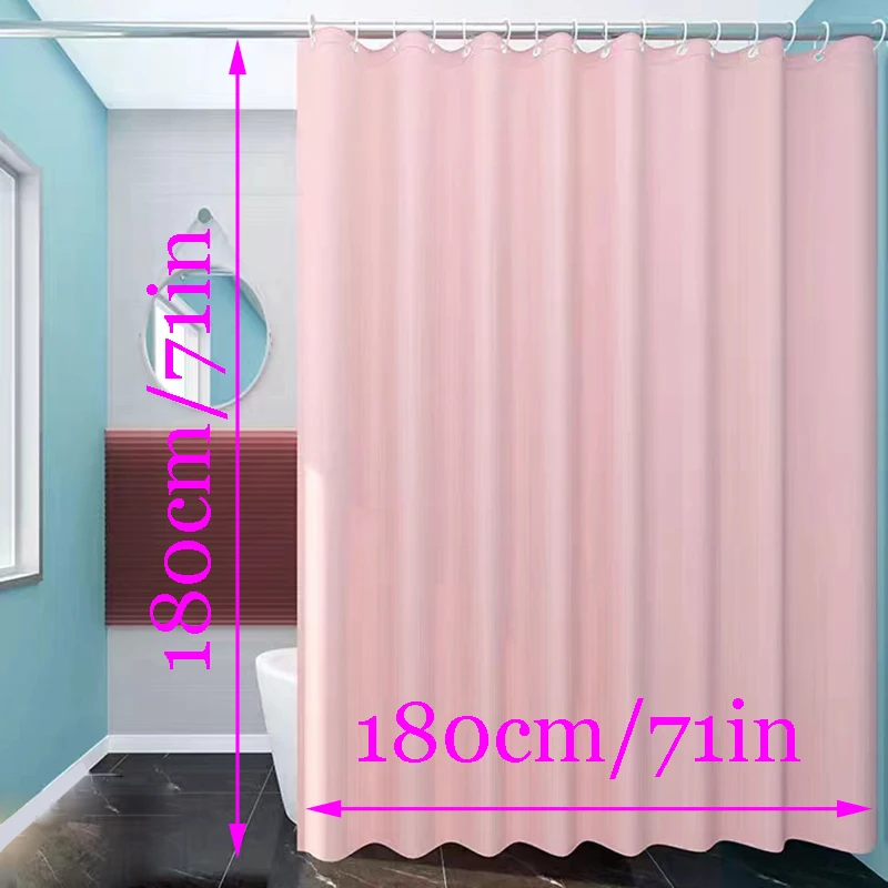 Hotel grade fabric shower curtain 180 x 180 cm pink waterproof shower curtain rust resistant buttonholes with 12 hooks shower curtains