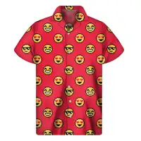 2024 Summer New Gaming Pixel Emoji Pattern Men's Hawaiian Shirt Casual Button Lapel Unisex Shirt Pixel Style Fashion Shirt 1