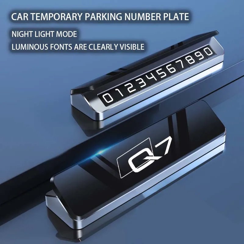 

Car Metal Mobile Phone Temporary Parking Number Plate For Audi Q7 Q3 Q5 Q8 4M 2017 2023 2024 Accessories Logo Carplay Key Case