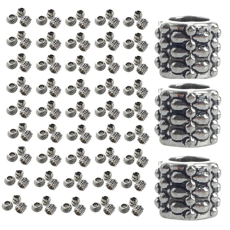 

100Pcs Gift Mixed Silver Tone Alloy Spacers Charm Beads Fit Bracelet