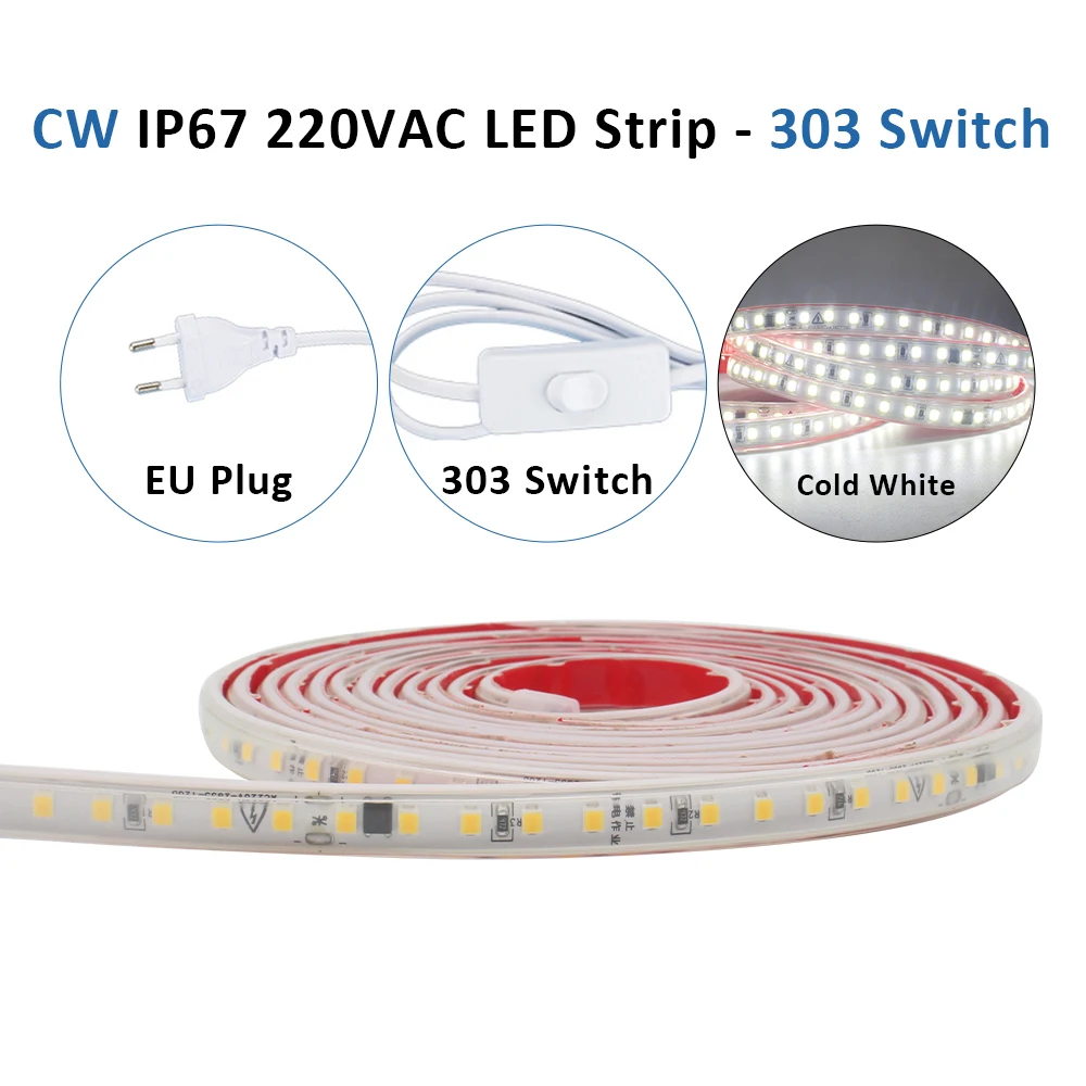 Waterproof Flexible LED Strip Light - Warm & Cool White, Multiple Lengths
