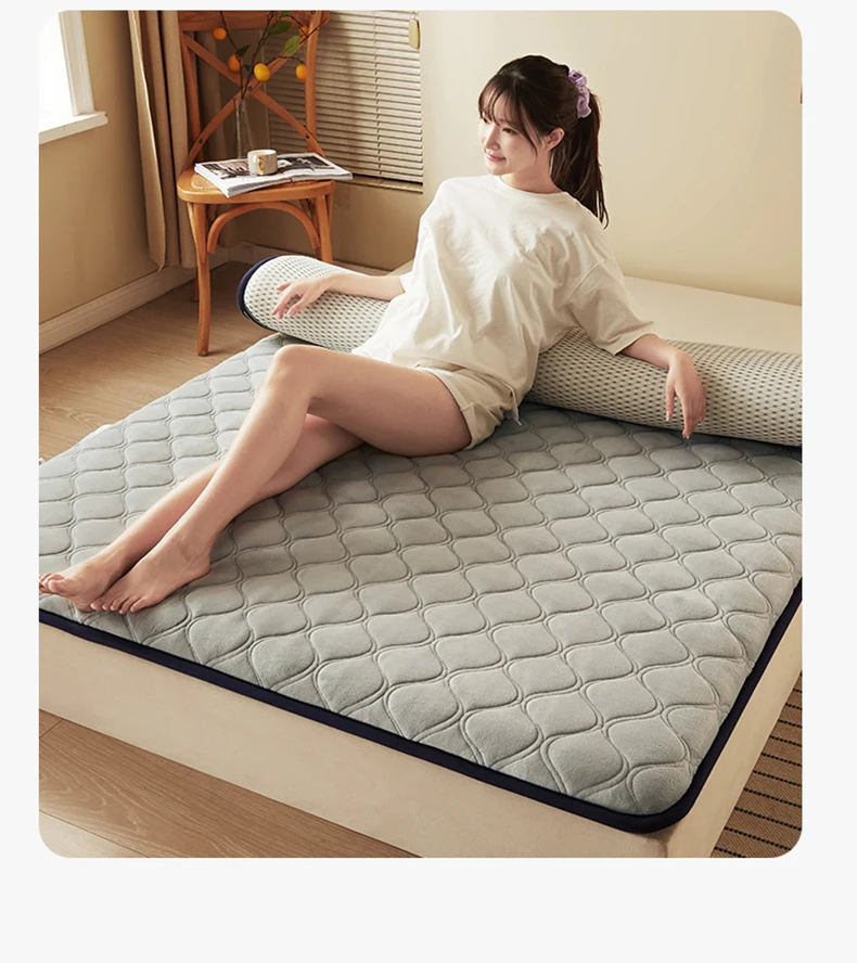 Description Picture 5 of itemAntibacterial latex mattress soft cushion winter home tatami sponge mat milk velvet mattress student dormitory sleeping mat