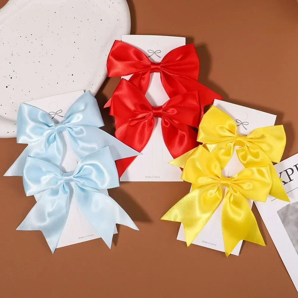 2/3Pcs Lovely Solid Color Ribbon Bows Hair Clip for Kids Girls Hairpins Barrettes Handmade Baby Headwear Kids Hair Accessories 4