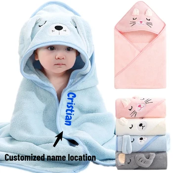Nome personalizzato personalizzato Lettera ricamata per neonato Asilo nido Asciugamani da bagno morbidi Regali per ragazzo Ragazza Accappatoio per bambino caldo 1