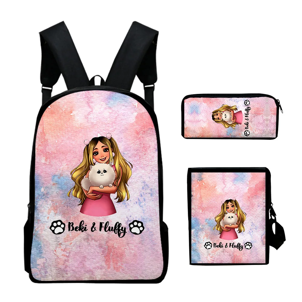 3D Printed Beki Fluffy Anime Schoolbag Crossbody Bag Pencil Case 3pcs/set Cartoon Students Men Women Kids Backpack Travel Bag