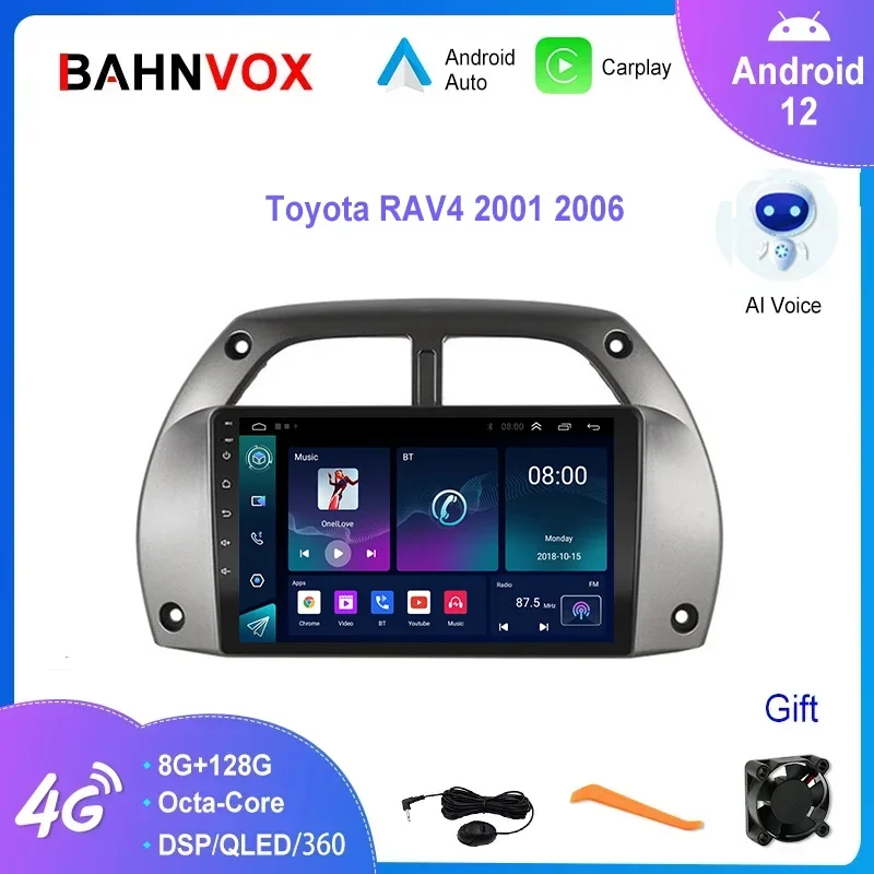 

9" Android 12.0 Car Radio for Toyota RAV4 RAV 4 2001-2006 Navigation GPS Stereo Multimedia Video Player Carplay 4G Head Unit DSP