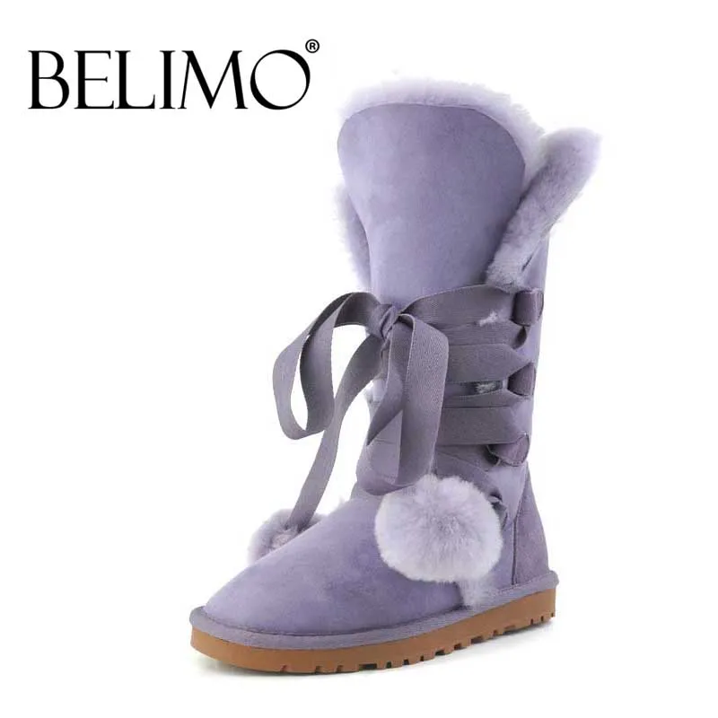 

BELIMO New Fashion 100% Genuine Sheepskin Leather Snow Boots Australia Classic Women High Boots Warm Winter Shoes For Women