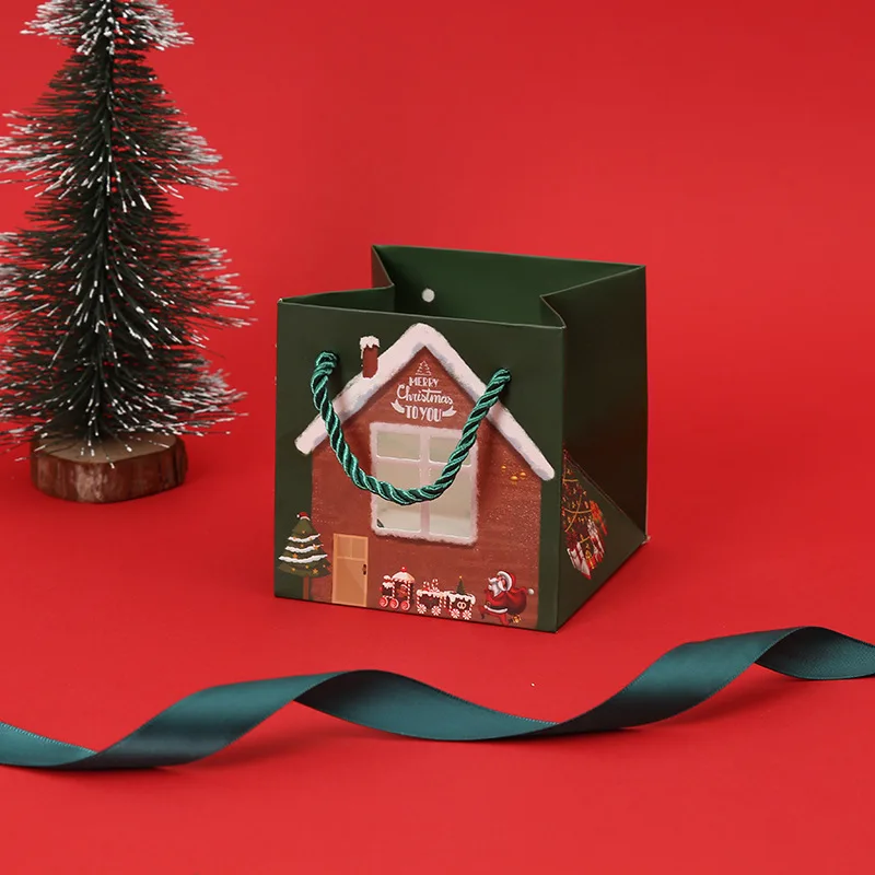 

Christmas Window Opening Portable Gift Bag Children's Chocolate Candy Apple Christmas Gift Bag with Hand Gift