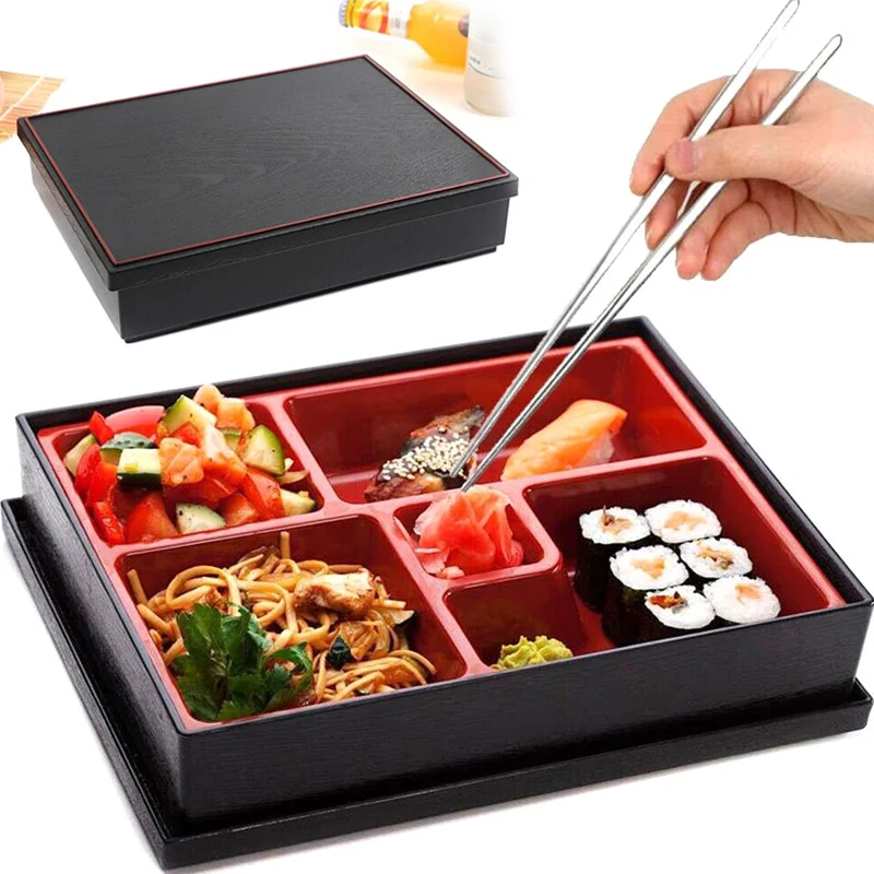 

Japanese Lunch Box With Lid Sushi Bento Box Portable Food Storage Containers For Dishes Rice Roll Lunchbox Kitchen Organizer