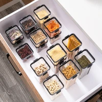 5Pcs Sets Sealed Jar Food Storage Box Transparent Plastic Kitchen Organizer Multigrain Tank Stackable Dried Sealed Storage Jars 5