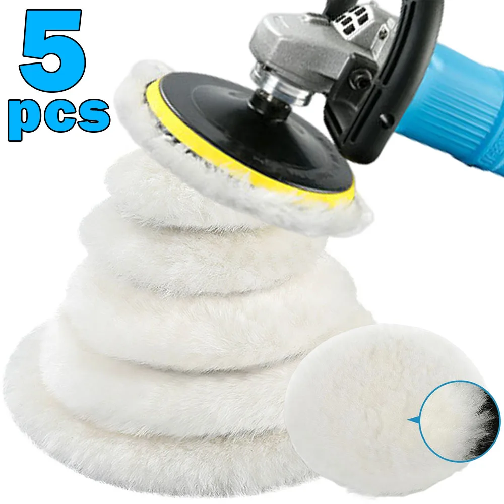 5PCS Wool Polishing Pad Disc Waxing Polishing Buffing Car Paint Care
