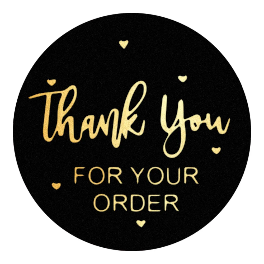 50-500pcs "THANK You For Your order"sticker For Envelope Sealing Labels Sticker Black Pink Transparent Gold Sticker Stationery
