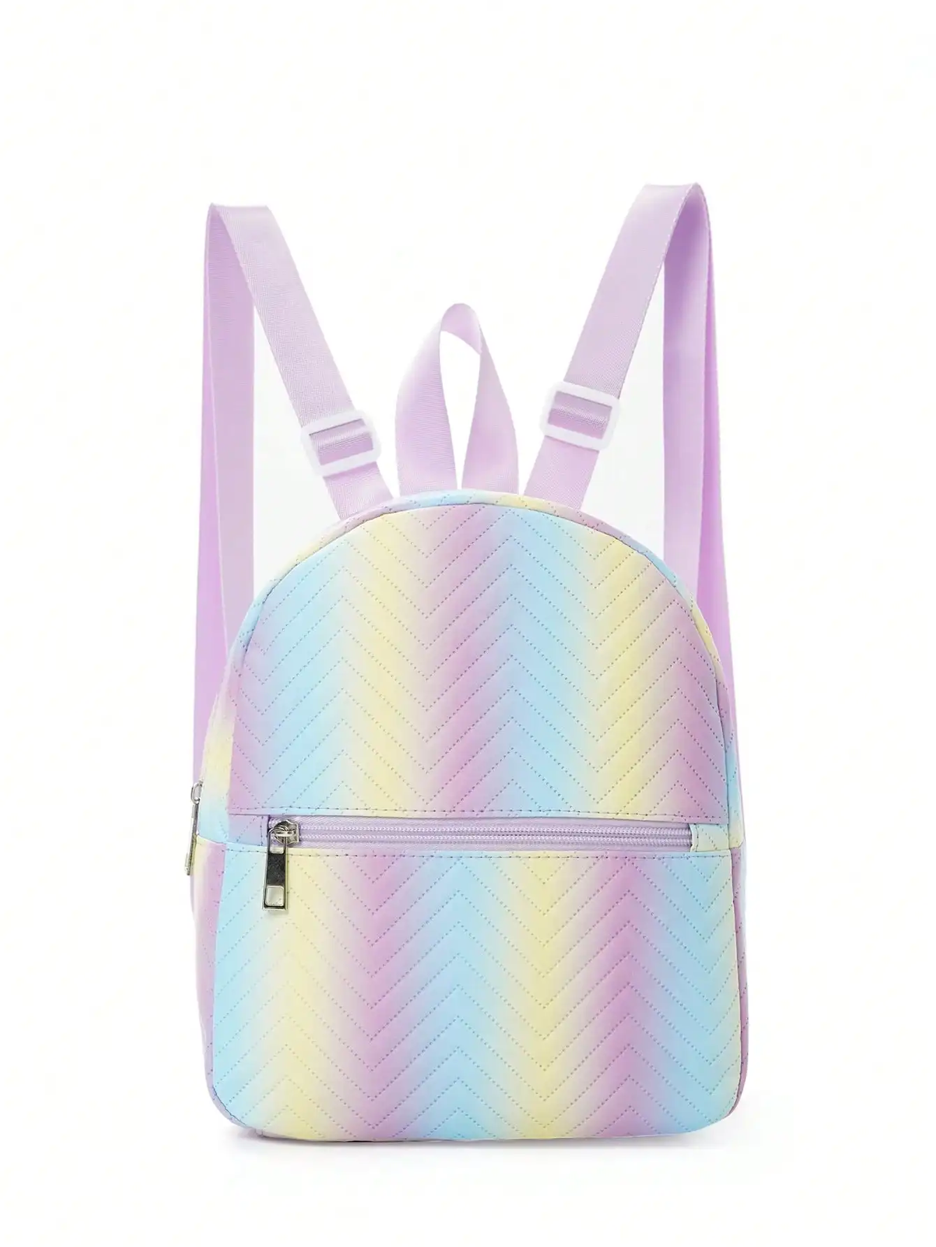 Girls Ombre Classic Backpack Chevron Detail Adjustable Strap with Zipper PU Medium 3