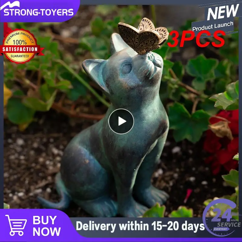 

3PCS Resin Cat Ornaments Beautiful And Durable Garden Ornaments Gift Ideas Cute Decorations Home Supplies Animal Sculpture
