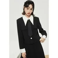 FA648 2024 Autumn Wear New Women's Solid Color Simple and Fashionable Coat Design Sense Color Blocking Slimming Top 2