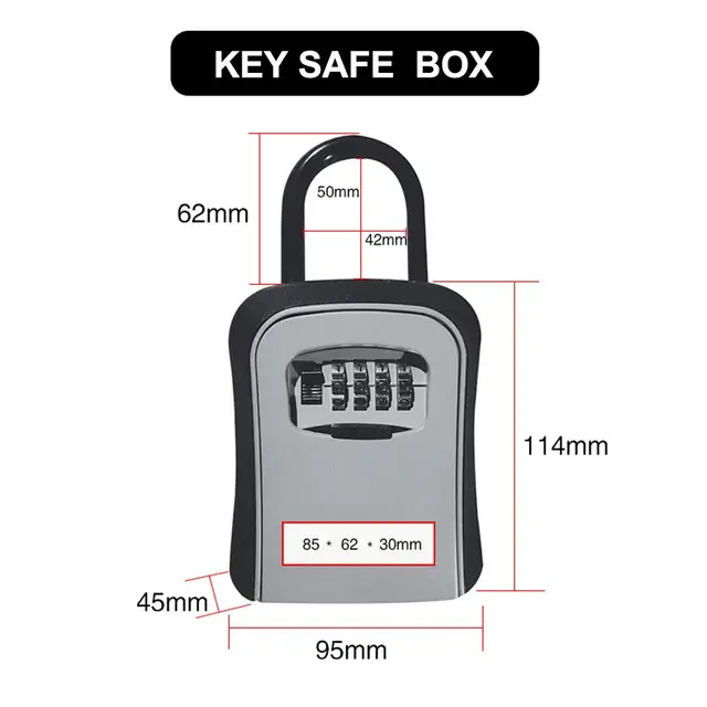Wall Mount Key Lock Box with 4-Digit Combination, Resettable Code Outdoor Waterproof Lockbox for House Keys and Spare Keys ﻿ 6