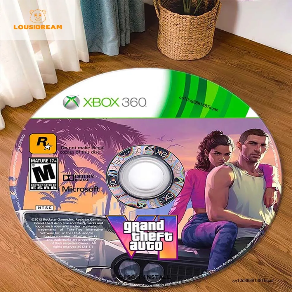 

DIY Custom GTA 6 игровой коврик для CD, круглый коврик для ванной, черный коврик, домашние круглый коврик кухонные ковры для гостиной