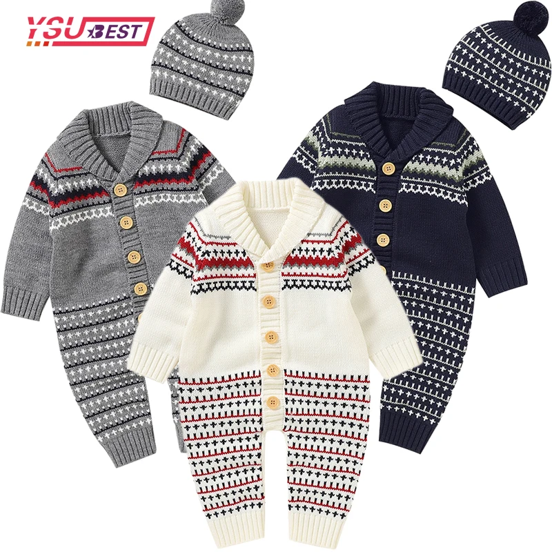 

Infant Boys Girls Jumpsuits Clothes Winter Baby Rompers Long Sleeve Autumn Solid Knitted Newborn Toddler Kids Overalls One Piece